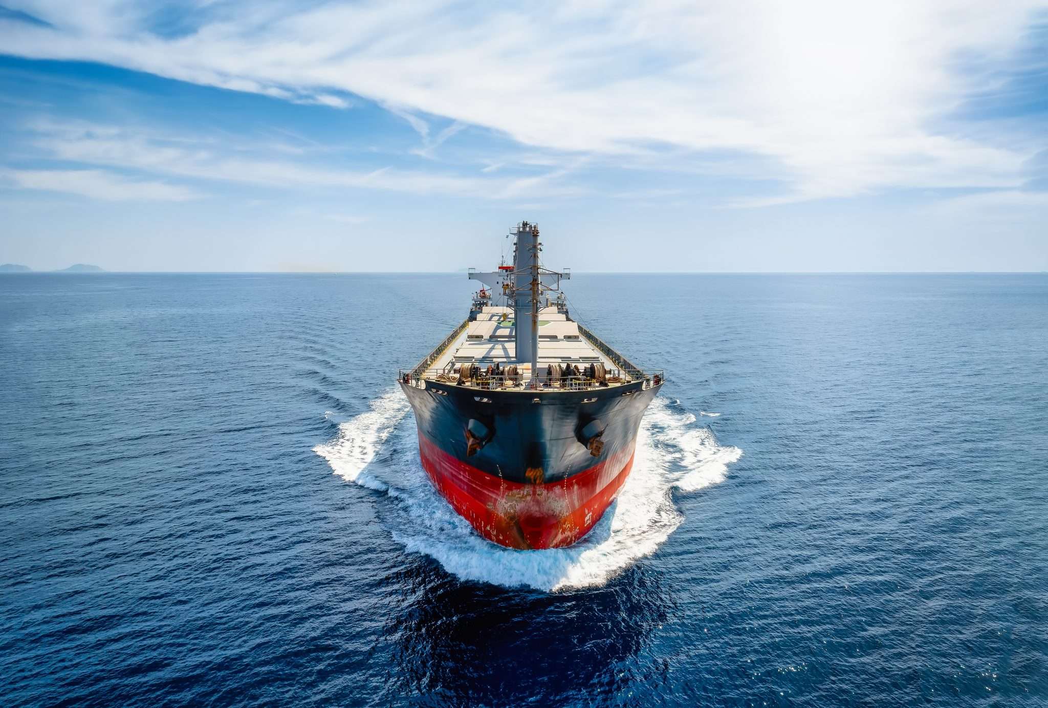 Aerial,Front,View,Of,A,Bulk,Carrier,Cargo,Vessel,Traveling