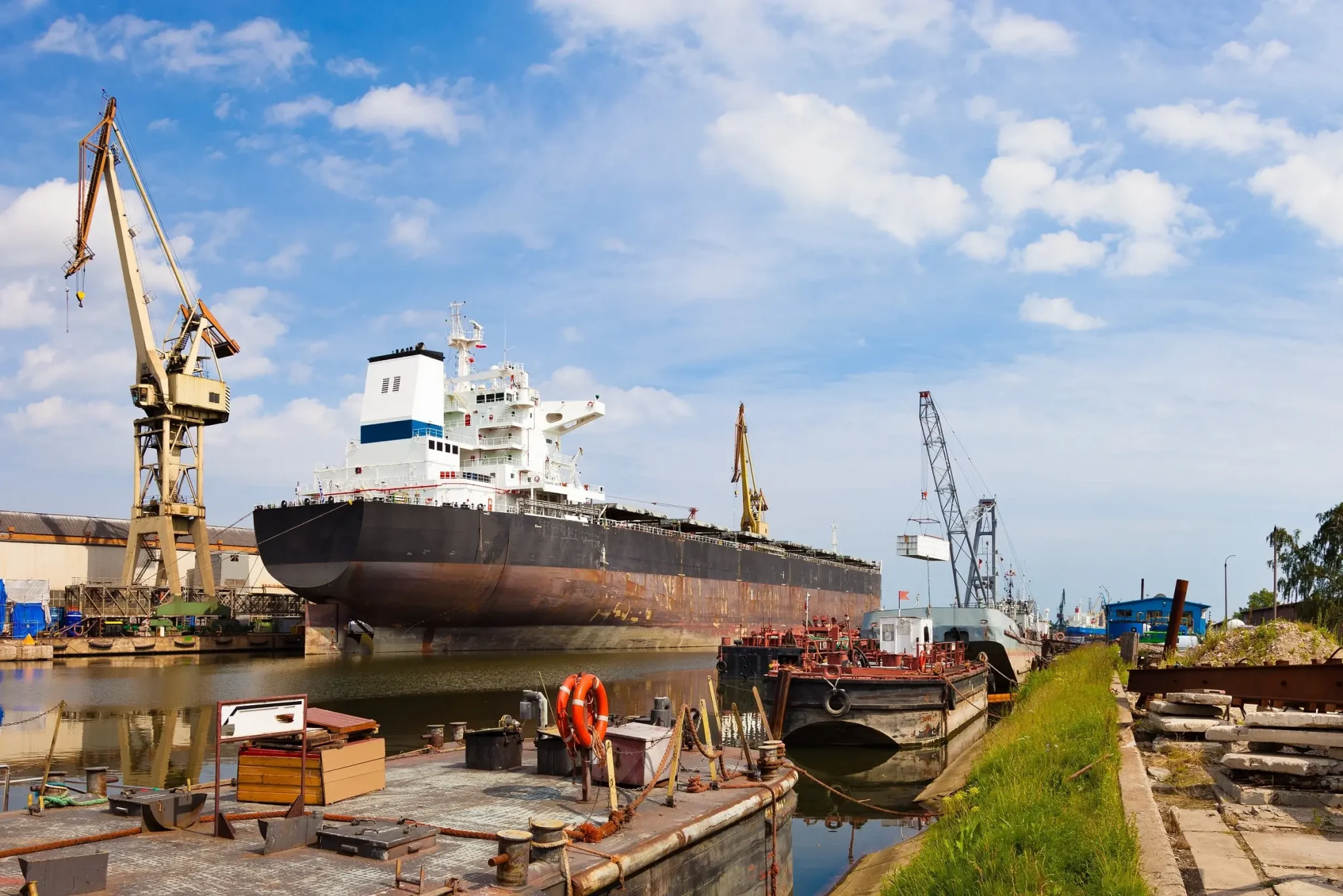 Ship being dismantled at a green ship recycling facility